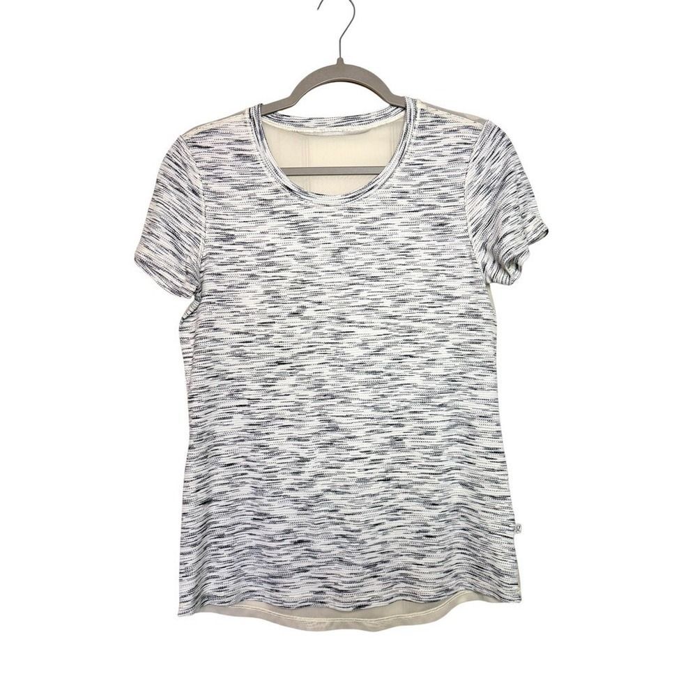 Lululemon Space Dye Mesh Back Short Sleeve Activewear Tee Gray White Women 8